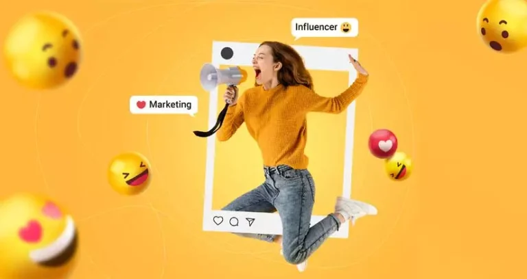 concept-photo-of-a-girl-jumping-out-of-the-frame-of-an-Instagram-post